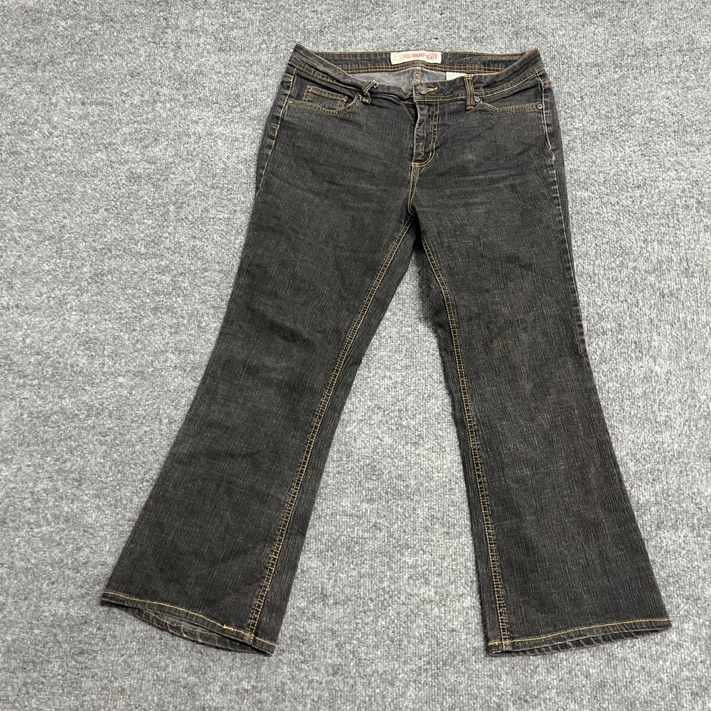 Faded Glory Jeans Womens Petite 10 Black Bootcut Stretch Denim Casual Mid Rise